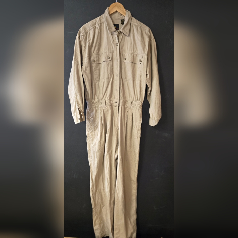 Vintage Liz Sport Classic Tan Women's Jumpsuit size 14